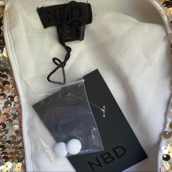 NBD Gold Sequin Long Sleeve Mini Dress XS NEW - Picture 7 of 10